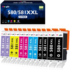 Meagiis PGI-580 CLI-581 XXL Druckerpatronen Kompatibel für Canon 580XXL 581XXL für PIXMA TS8350 TS8351 TS8150 TS8151 TS8251 TS8250 TS8252 (2 PGBK, 2 Schwarz, 2 Gelb, 2 Cyan, 2 Magenta, 2 Foto-Blau)