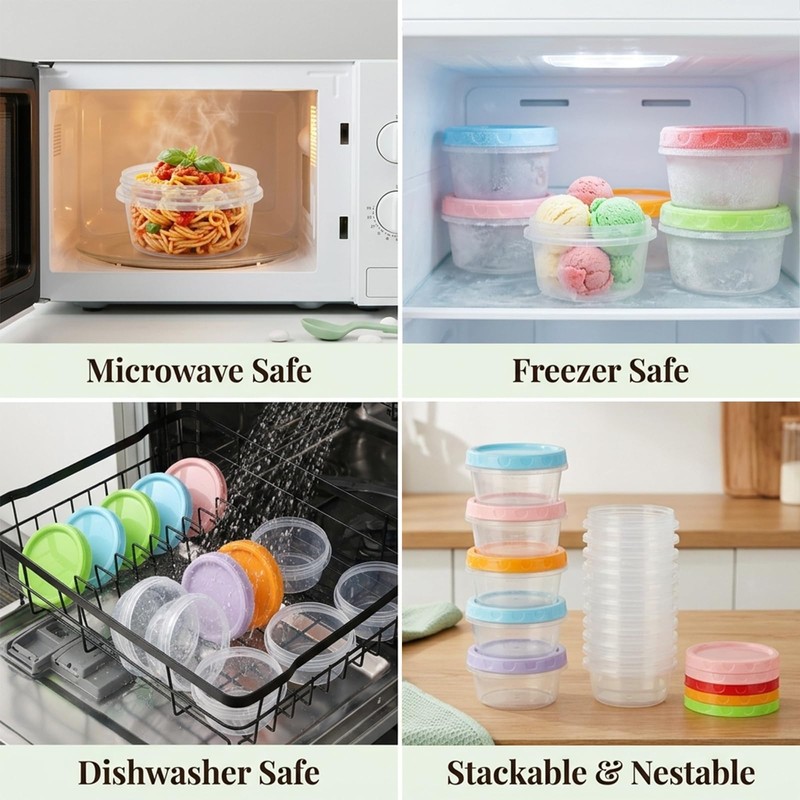 VINATO 12Pcs Contenitori Piccoli per Alimenti, 200ml Contenitori per Congelatore