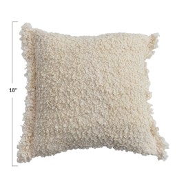 Creative Co-Op, Cream Indoor/Outdoor Woven Fabric Tufted Pillow with Fringe, Color