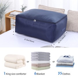 ZCHI Pack of 4 Ultra Size Foldable Storage Bags for Bedding, Duvets, Pillows, Blankets, Clothes, Organiser Bag for Seasonal Items, with Zip and Handles, 105 L/70 x 50 x 30 cm