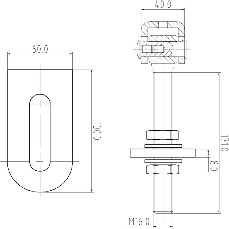 SO-TOOLS® Gate Hinge M16 U Long with Weld-On Tab, Galvanised,