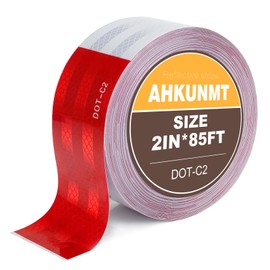 DOT-C2 Reflective Tape, 2 Inch X 85 Feet Conspicuity Reflector Tape Outdoor Waterproof Red White Dot Trailers Reflective Warning Tape Roll Warning for Driveway, Vehicles, Trucks and Boats (85FT)