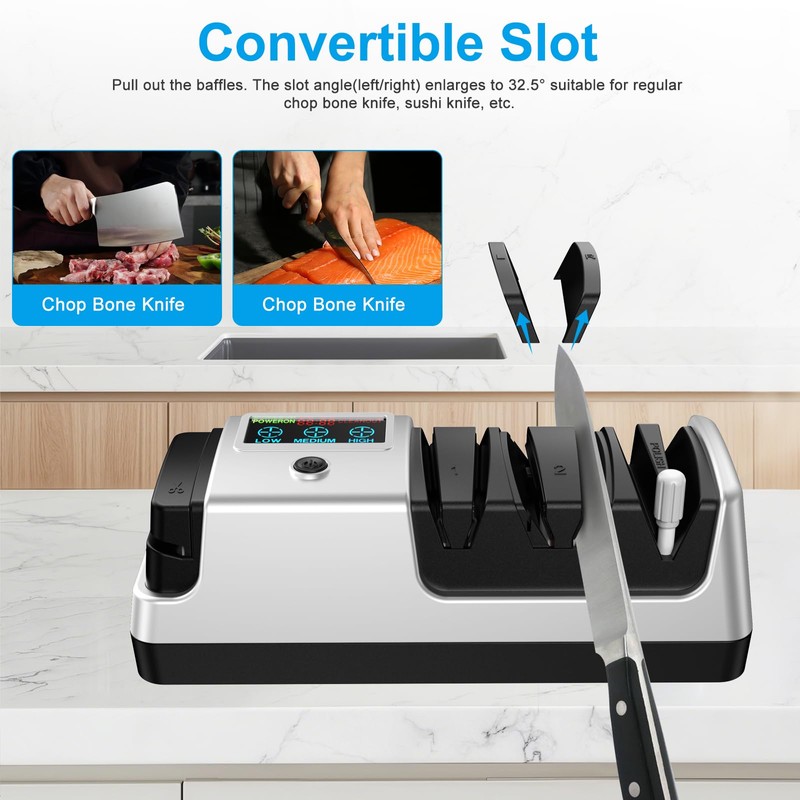 Upgrade 5 in 1 Electric Knife Sharpener, Professional 3-Stage with