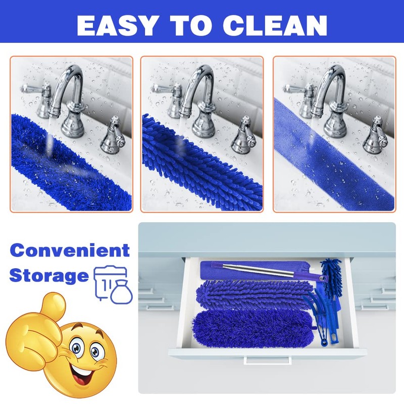Buysenton Microfiber Duster, 8PCS Feather Duster with 100 Inch Telescoping