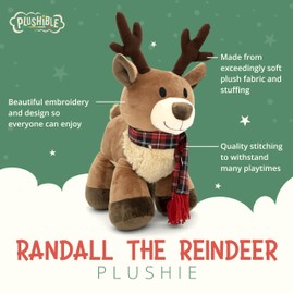 PLUSHIBLE BRIDGING MILES WITH SMILES Plush Reindeer Stuffed Animal - Holiday Deer Characters with Antlers Toy for Girl, Boy, Baby, Toddler - Christmas Decor - Little Plushie Toys - Randall, 8"