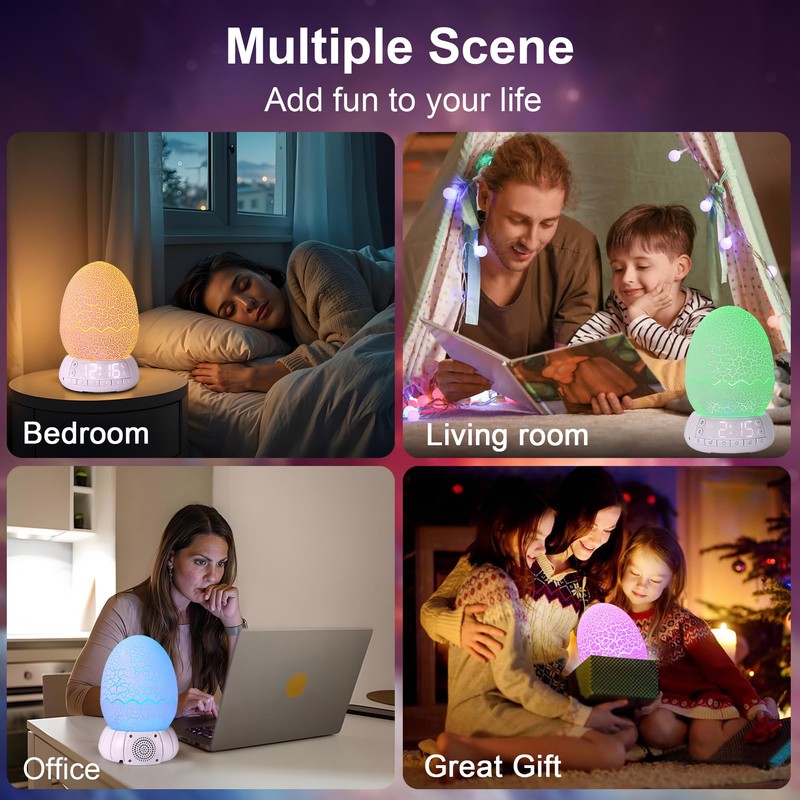 Alarm Clock with Sunrise Simulation Wake Up Egg Light, Portable