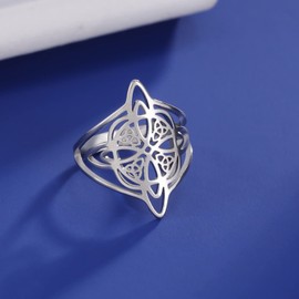 Dreamtimes Witch Knot Ring for Women Stainless Steel Bar Rings Celtic Quaternary Witchcraft Witch Knot Ring Witchcraft Amulet Gift Jewellery (10)
