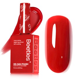 Beetles Red Gel Nail Polish, 15ml Christmas Red Color Soak Off UV LED Gel Polish, Winter Nail Art Design Daring Grace Manicure Salon DIY Home Colorful Bottle Gifts for Women