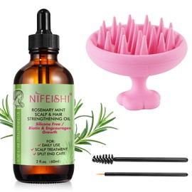 Rosemary Oil Hair, 60 ml Rosemary Oil for Hair with Scalp Massage, 100% Pure Rosemary Oil Hair for Eyebrows and Eyelash Growth, Dry Skin, Nourishes the Scalp for Men and Women