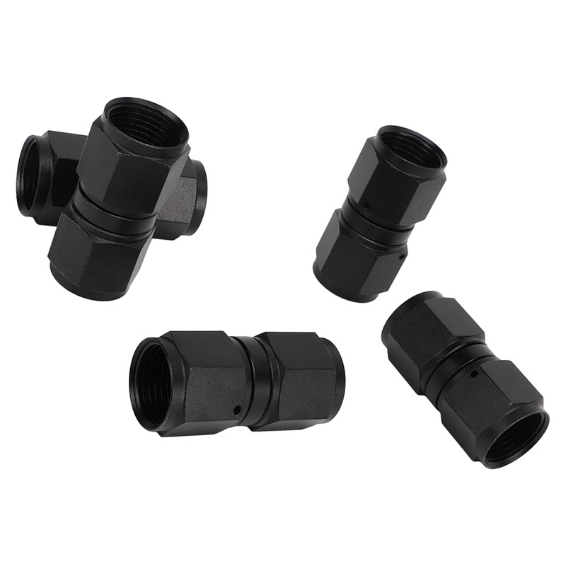 5PCS 10AN Fitting Adapter Black Female Straight Swivel Aluminum Alloy