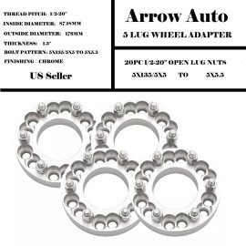 ARROW 4PC 5x135 to 5x5.5" Wheel Spacers 1.5" Ford F-150 Expedition Navigator 1/2-20"