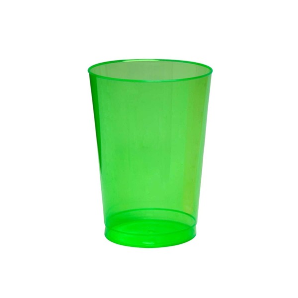 Party Essentials Hard Plastic 10-Ounce Party Cups and Tall Tumblers, Neon Green, 25-Count