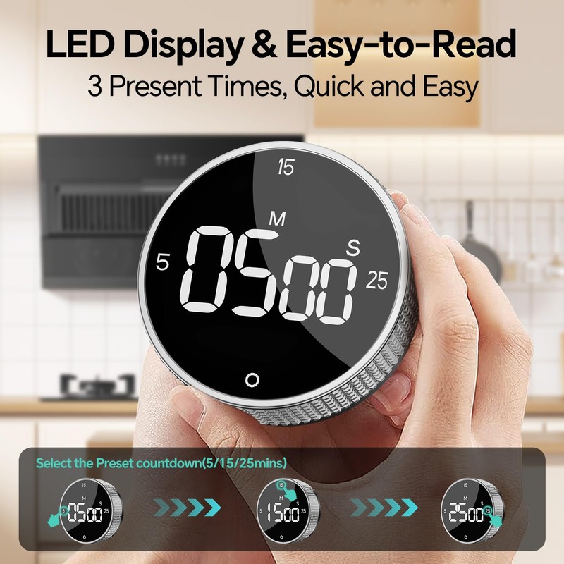 Digital Timers,Kitchen Visual timers LED Display Magnetic Countdown Countup Timer