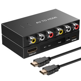 Uzifhdhi 2 Port RCA to HDMI Converter, AV to HDMI Converter with HDMI Cable