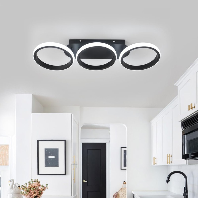 Kaniker Modern LED Ceiling Light, 3-Round Rings Flush Mount Ceiling