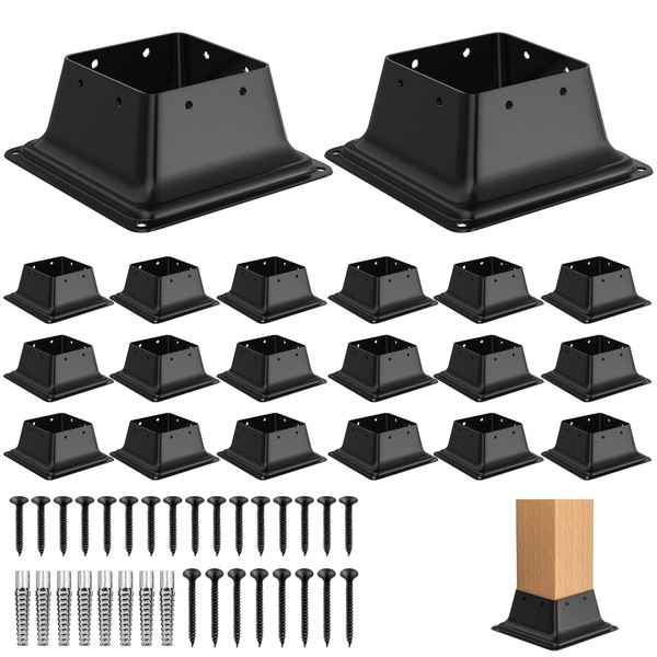 FMhotu 4x4 Post Base 20Pcs, Internal 3.6"x3.6" Heavy Duty Powder-Coated