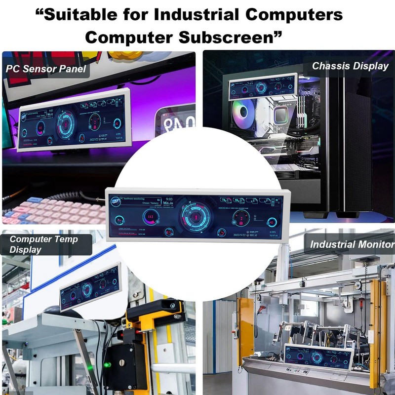 8.8in PC Temp Monitor USB C PC Sensor Panel Display