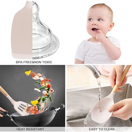 Juego de Utensilios de Cocina de Silicona: Utensilios de Cocina Con Mango de Madera Nlanca con Espátula/Cuchara/Batidor para Utensilios de Cocina Antiadherentes