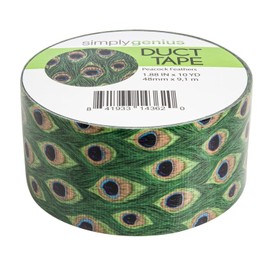 Simply Genius Art & Craft Duct Tape - 1.88 in x 10 Yd, 1 Roll, Peacock Feathers - Colored Duct Tape for Scrapbooking, DIY & Repairs