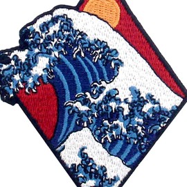 ZEGIN Tsunami Wave Great Wave Patch Embroidered Applique Badge Iron On Sew On Emblem