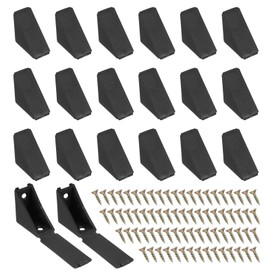 PATIKIL Plastic Corner Braces 1.57x1.57x2.2, 20 Pack L-Shape Bracket Right Angle Board Holder Shelf Support with Cover Screws for Drawer Wood Shelves Cabinet Frame, Black