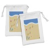 Lunarable Footprints in the Sand Fabric Pouch Set of 2,