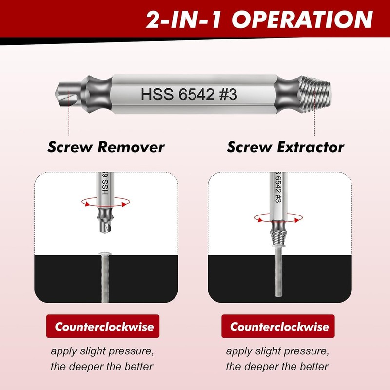 9 PCS Damaged Screw Extractor Set,6 PCS HSS 6542 Screw