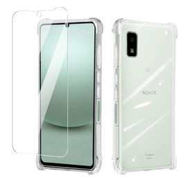 Compatible with AQUOS Wish / Wish2 Case + Glass Film [1 sheet + 1 sheet] HG06 SH-M20 A104SH SH-51C Four Corner Reinforced Protective Film Made in Japan, Asahi Glass, High Transmittance, Bubble Free