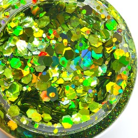 Light Green - Craft Glitter - 2oz Glitter Shaker Bright Colorful Mix Chunky Body Glitter Bulk - 24 Colors in Shaker, Cosmetic Grade Glitter - EBLB608