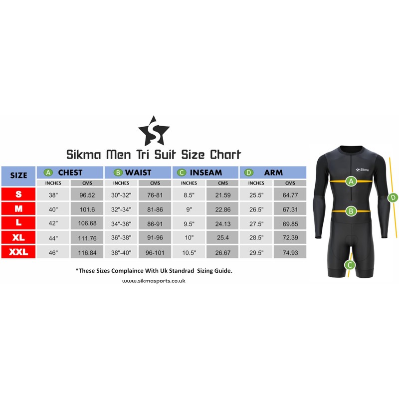 Sikma Men’s Full Sleeve Skinsuit Breathable Mesh Triathlon Padded with