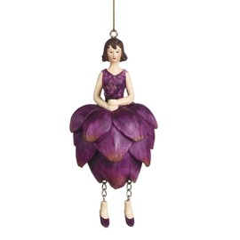 Fiebiger Floristik Flower Girl Artichoke Girl Dark Purple Hanging Elf Decorative Figure Flower Fairy Figure Flower Figure Sculpture Flower Children in Gift Box