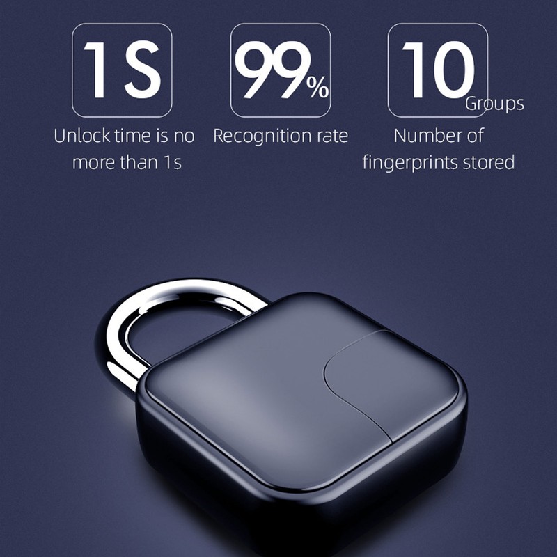 Fingerprint Padlock Waterproof Safety Electronic Lock for Door Suitcase Gym