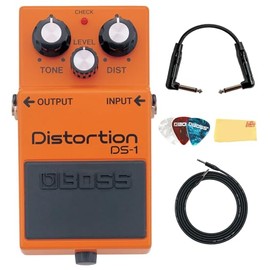 Boss DS-2 Turbo Distortion Bundle with Power Supply, Instrument Cable, Patch Cable, and Picks