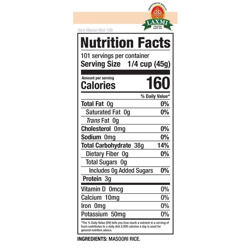 Laxmi Organic Sona Masoori Rice, All Natural, Organic Ingredients, No