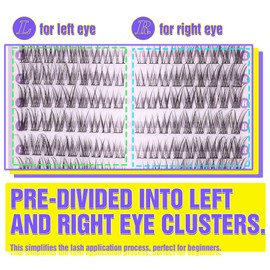 Lash Clusters Natural DIY Lash Extensions C-Curly Cluster Eyelash Extensions Cat Eye Left+Right Cluster Lashes 216 Pcs Wispy Eyelash Clusters for Beginners