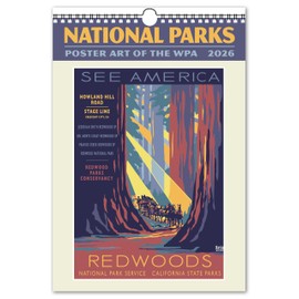 National Parks WPA Oversize Wall Calendar 2026 13.4" x 19" Spiral Bound with Hanger