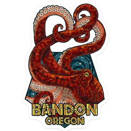 Die Cut Sticker Bandon, Oregon, Octopus, Mosaic, Contour Vinyl Sticker 1 to 3 inches (Waterproof Decal for Cars, Water Bottles, Laptops, Coolers), Small
