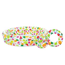 Intex-167438 pool set ball and pineapple lifebuoy, multicolored, 132 x 132 x 28 cm, 59469