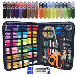 Professional Sewing Kit, 205PCS Premium Sewing Supplies with Case, Portable Sewing Repair DIY Kit, Includes Thread Spools,Needles,Scissors,Thimble, Adults & Beginners Travel Emergency Sewing Supplies