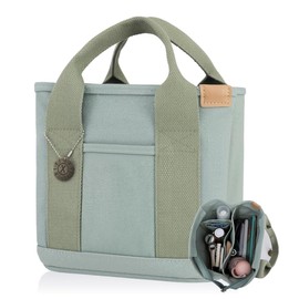 EaseLiving Women's Round Bag, Mini Tote Bag, Golf Cart Bag, Simple, Easy Storage and Organization, Black, Beige, green, (sage green)