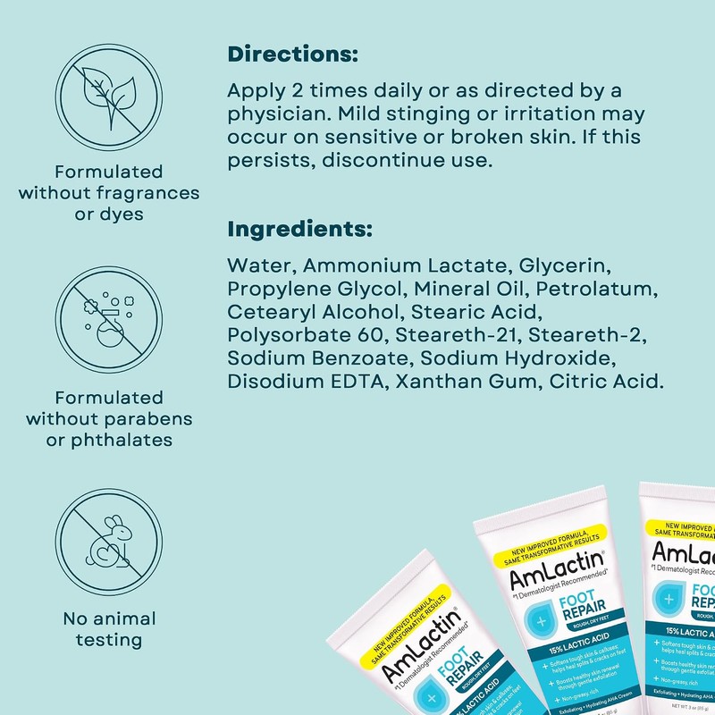 AmLactin Foot Repair Cream - Therapeutic Foot Cream for Dry