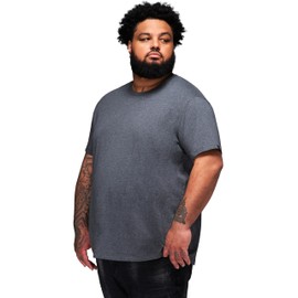 STRONGSIZE Men's Big and Tall Shirts – Stretch T-Shirt for Casual Wear Regular Length Heather Charcoal 8XL
