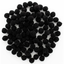 Essentials by Leisure Arts Pom Poms - Black -10mm - 100 Piece pom poms Arts and Crafts - Colored Pompoms for Crafts - Craft pom poms - Puff Balls for Crafts