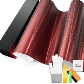 PET Honeycomb Carbon Fiber Satin Dark Red Vinyl Wrap Auto Car Sticker Decal Film Sheet Like Paint Bubble Free Air Release Technology with Tool Set 1.6FTx5FT