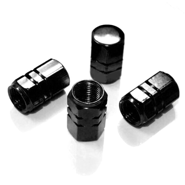 SHENKENUO 4x Black Alloy Tire Air Valve Stem Cap For