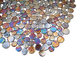 1.1LB Mixed 3 Size Random Round Ceramic Iridescent Mosaic Tiles,DIY Making Creative Ceramic Mosaic Tiles for DIY Craft Plates Flowerpots Vases Cups Mosaic Handmade Home Decor (Rainbow Brown)