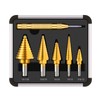 5PCS Titanium Step Drill Bit Set with 1 Automatic Center