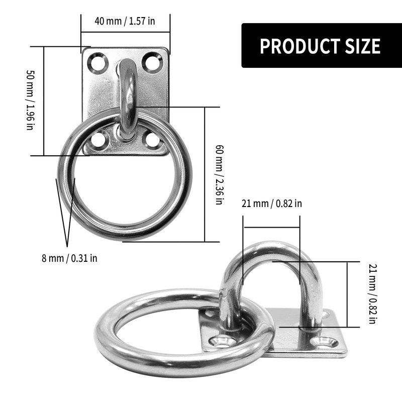 Hoypeyfiy M8 Ceiling Hooks 304 Stainless Steel Wall Mount Hook
