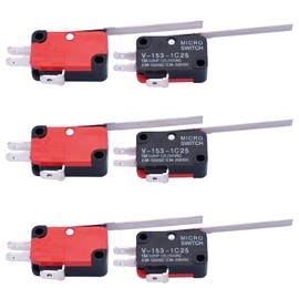 Twidec/6Pcs Micro Limit Switch Long Straight Hinge Lever Arm SPDT Snap Action Switch for Arduino V-153-1C25
