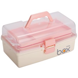 Kinsorcai 12'' Three-Layer Clear Plastic Storage Box/Tool Box, Multipurpose Organizer and Portable Handled Storage Case for Art Craft and Cosmetic (White)